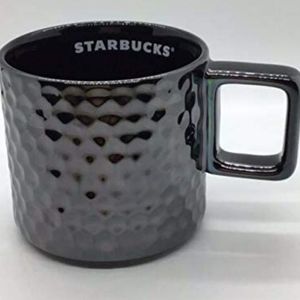 TWO Starbucks 2019 Black Iridescent  Dimpled Ceramic Coffee Mugs, Cup 011107418